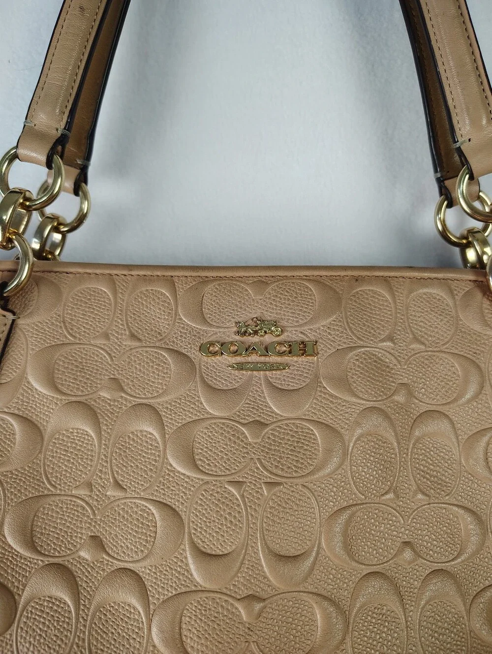 Coach Embossed Signature Ava Tote Bag In Nude